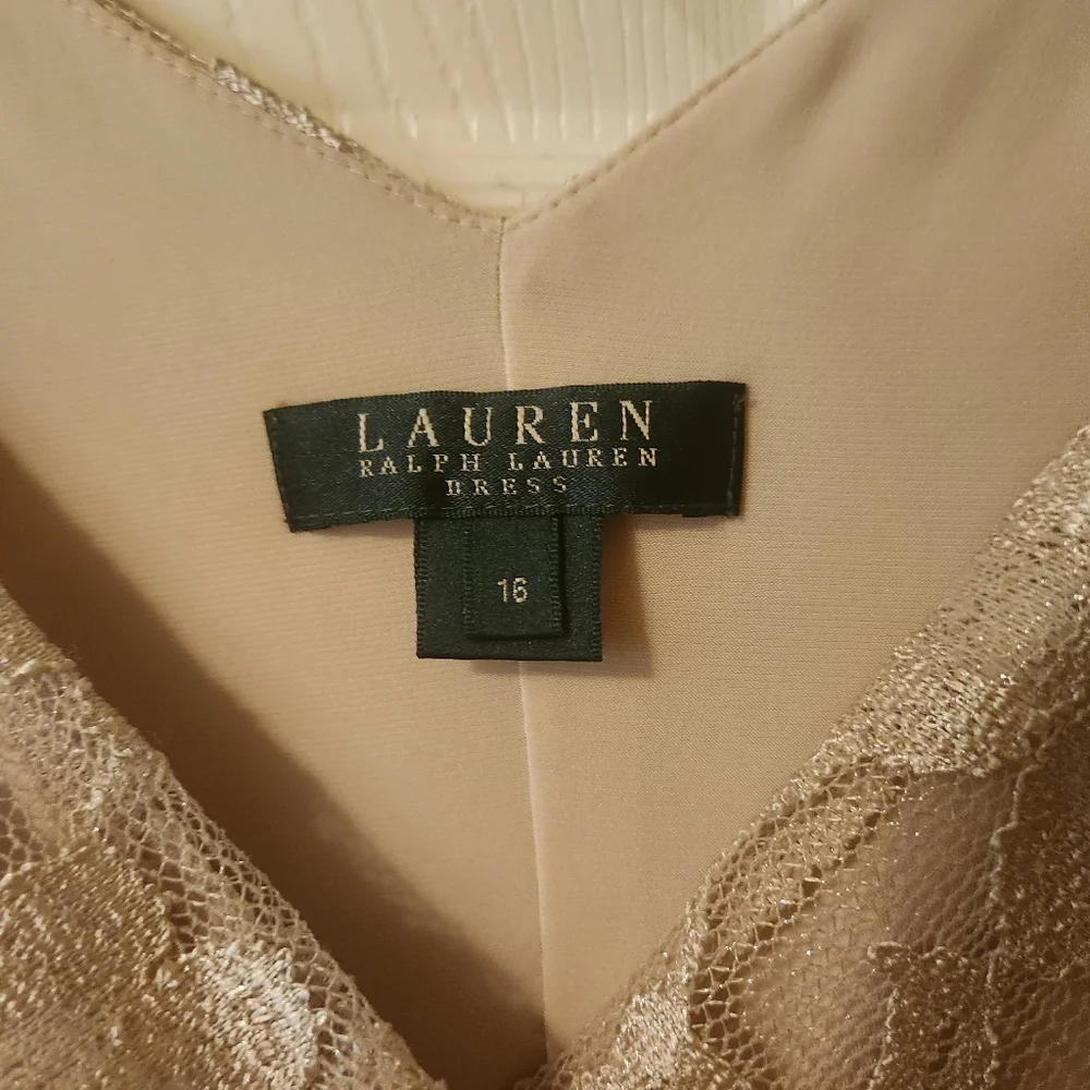 Ralph Lauren tan lace dress size 16 - Picture 2 of 6